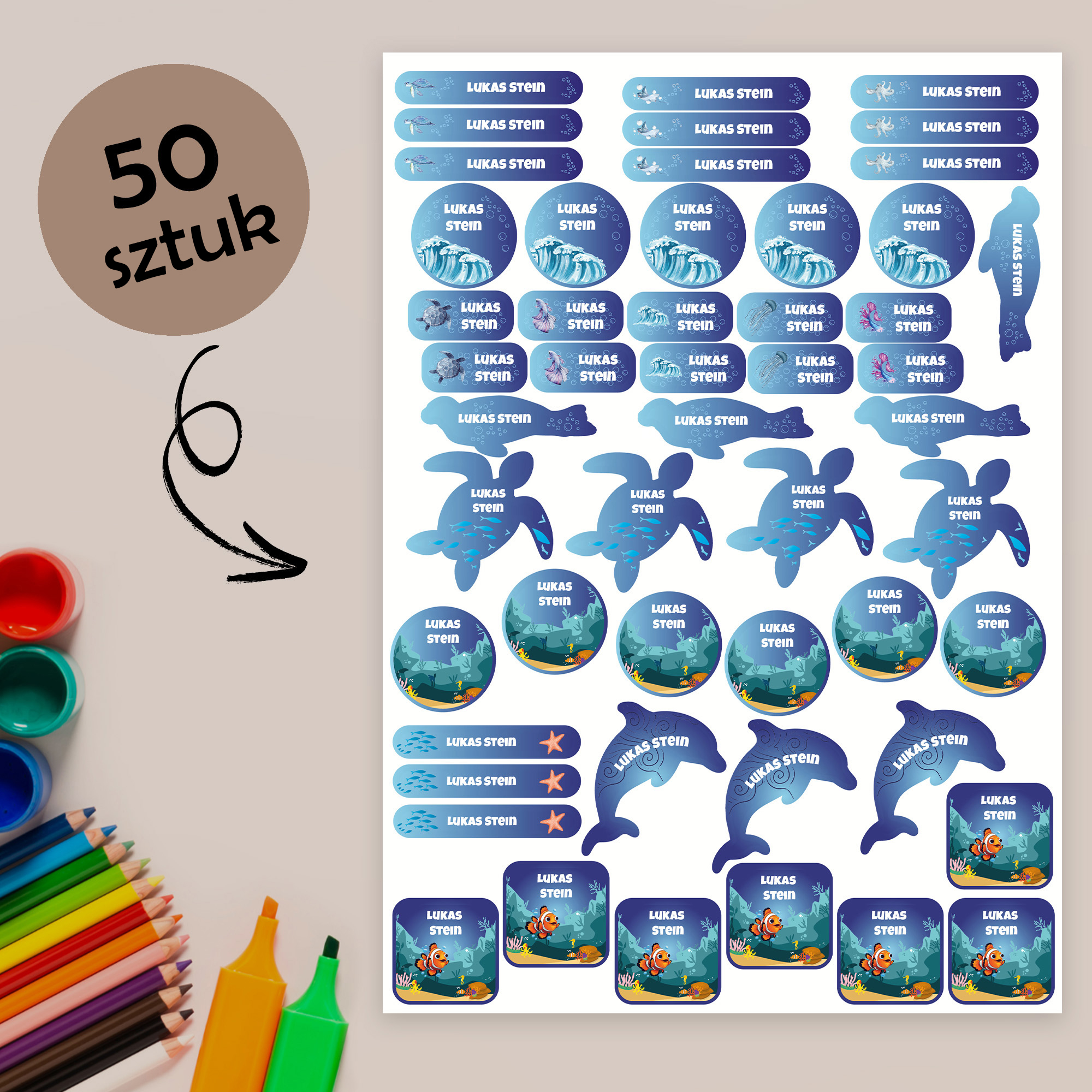 Naklejki imienne wodoodporne – zdjęcie 1