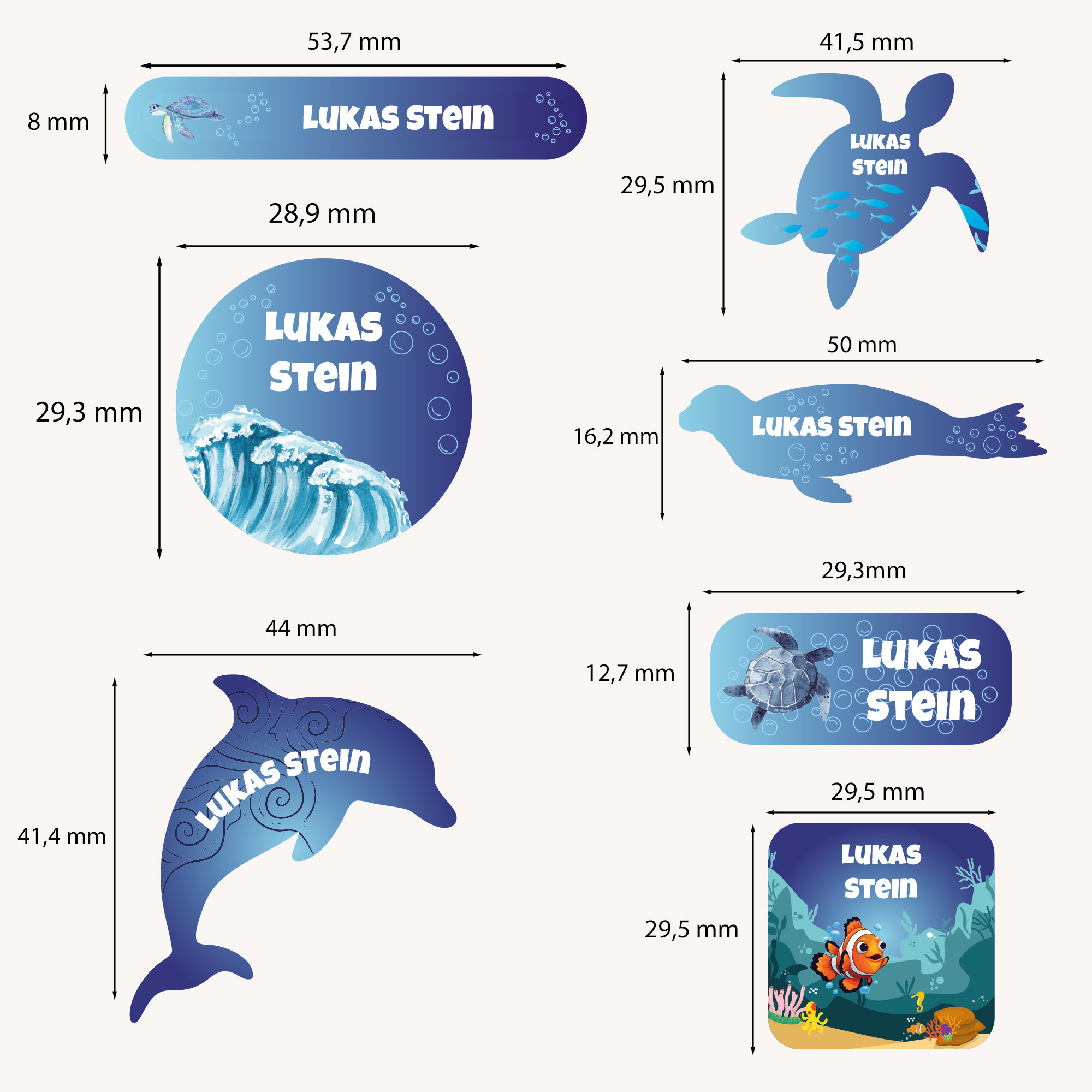 Naklejki imienne wodoodporne – zdjęcie 2
