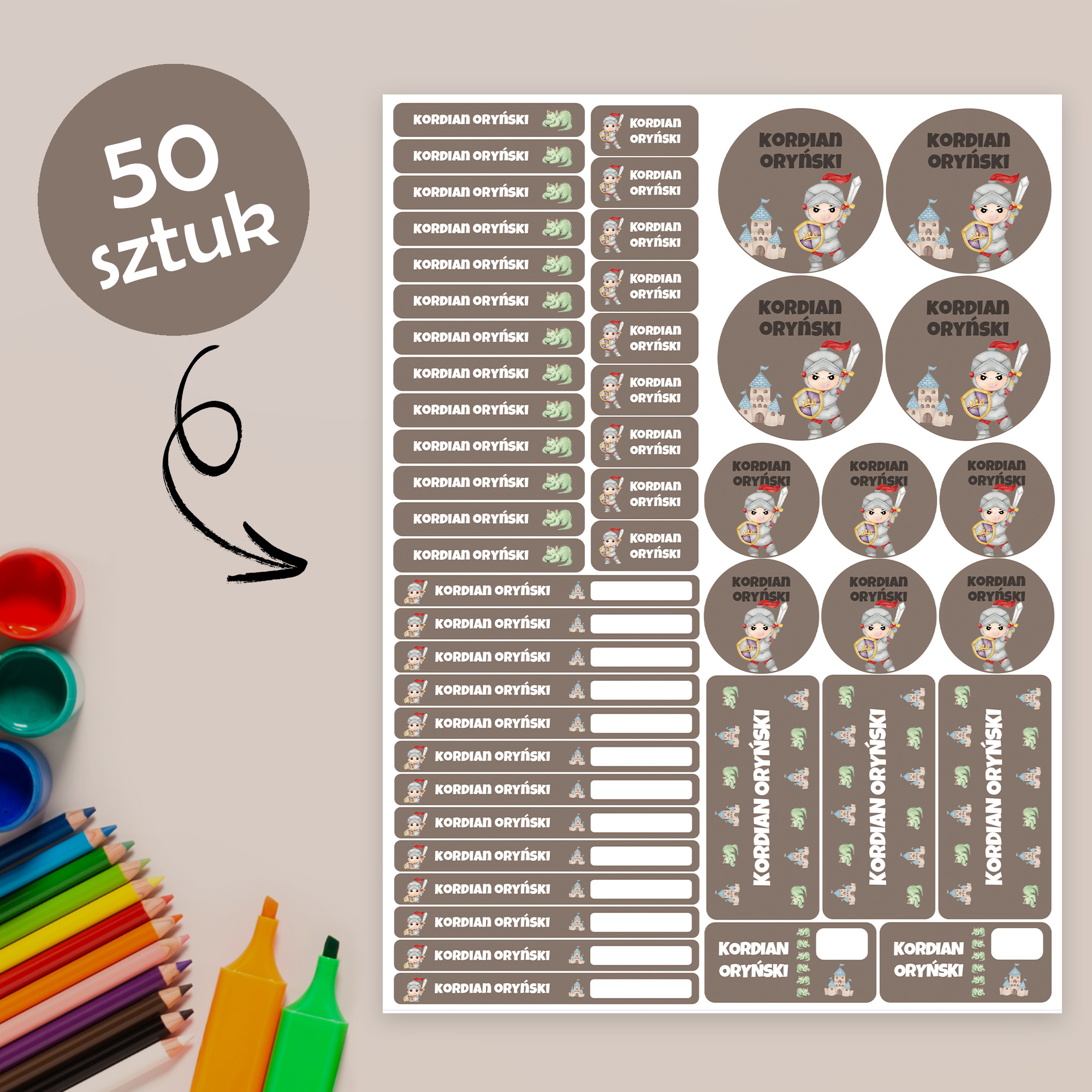 Naklejki imienne wodoodporne – zdjęcie 1