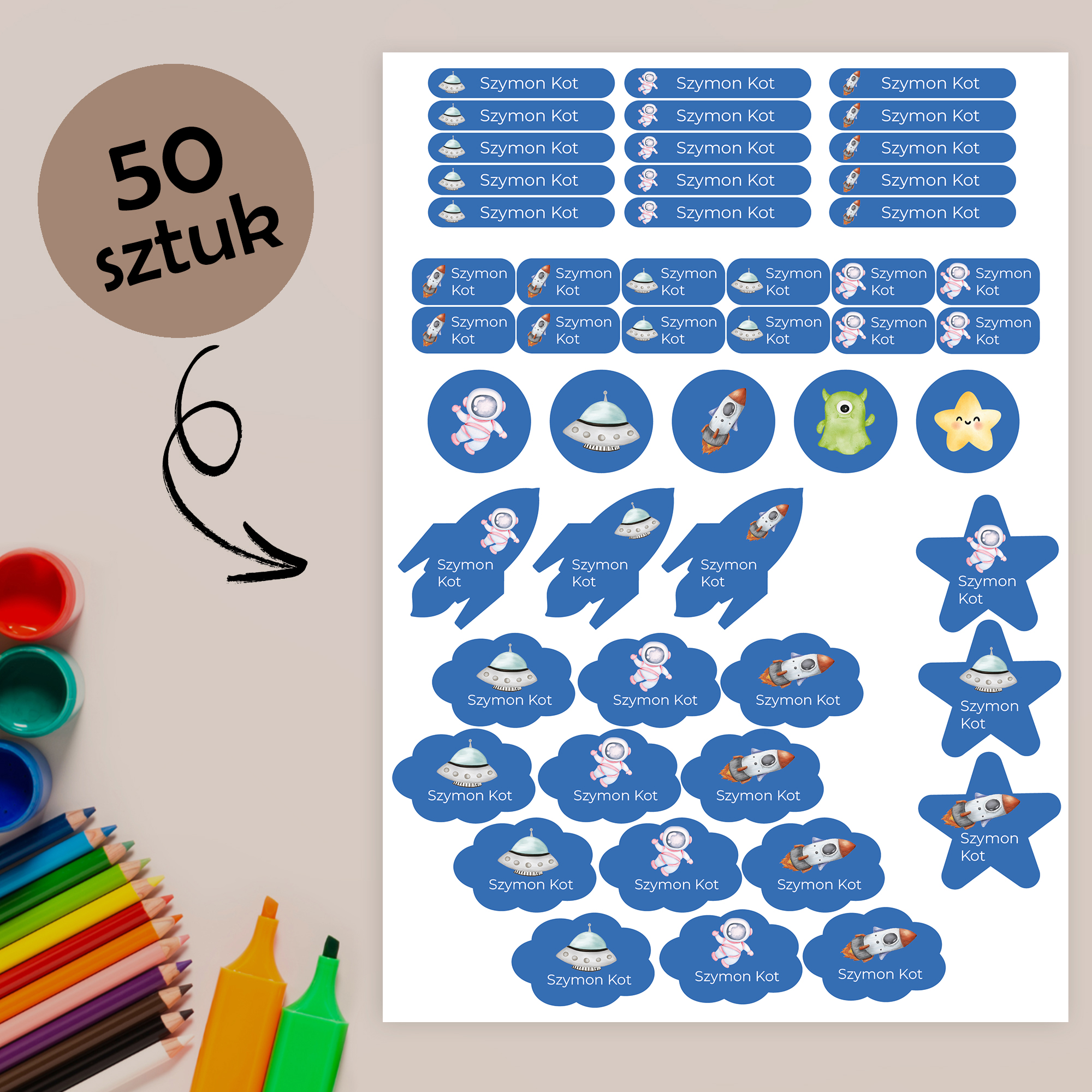 Naklejki imienne wodoodporne – zdjęcie 1