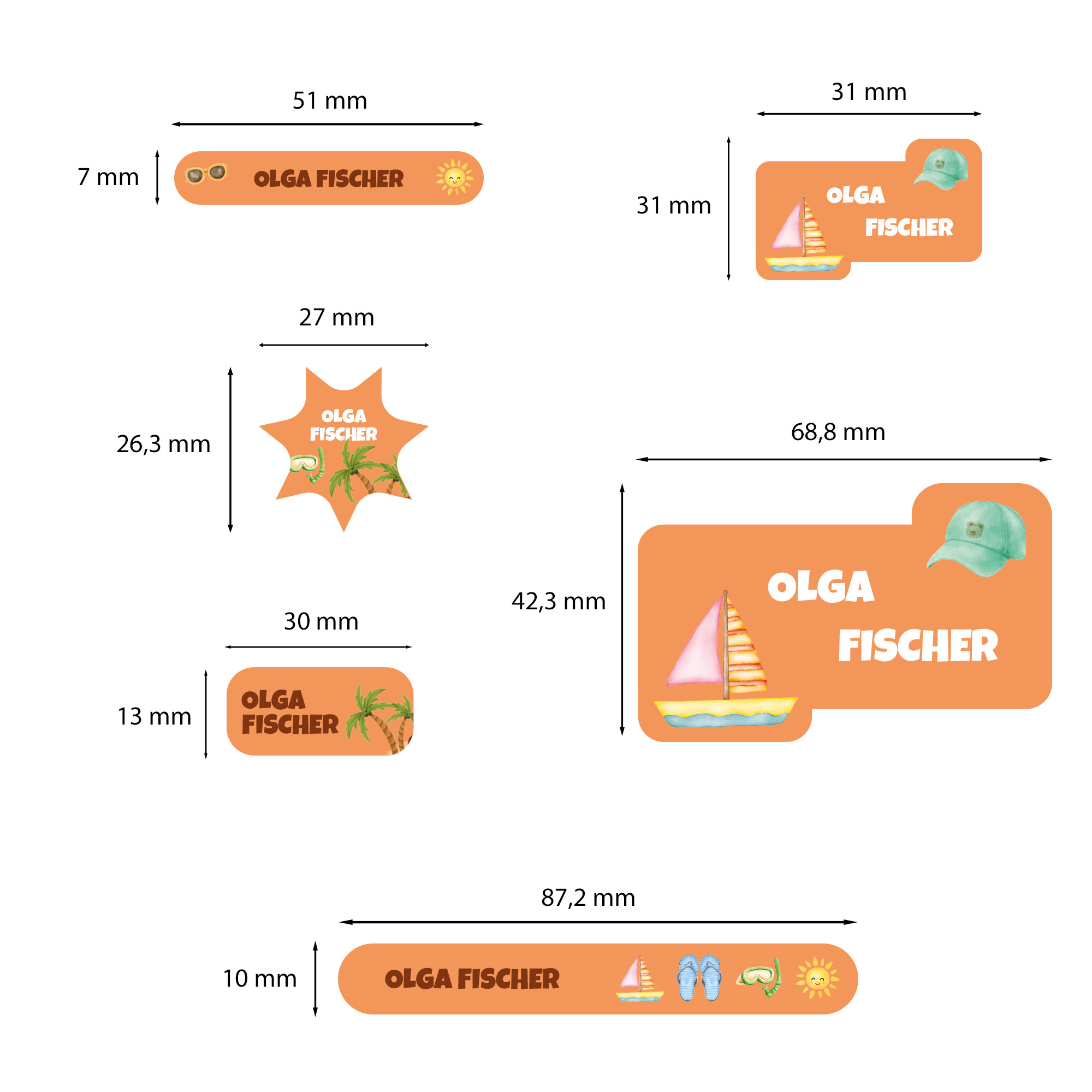 Naklejki imienne wodoodporne – zdjęcie 2