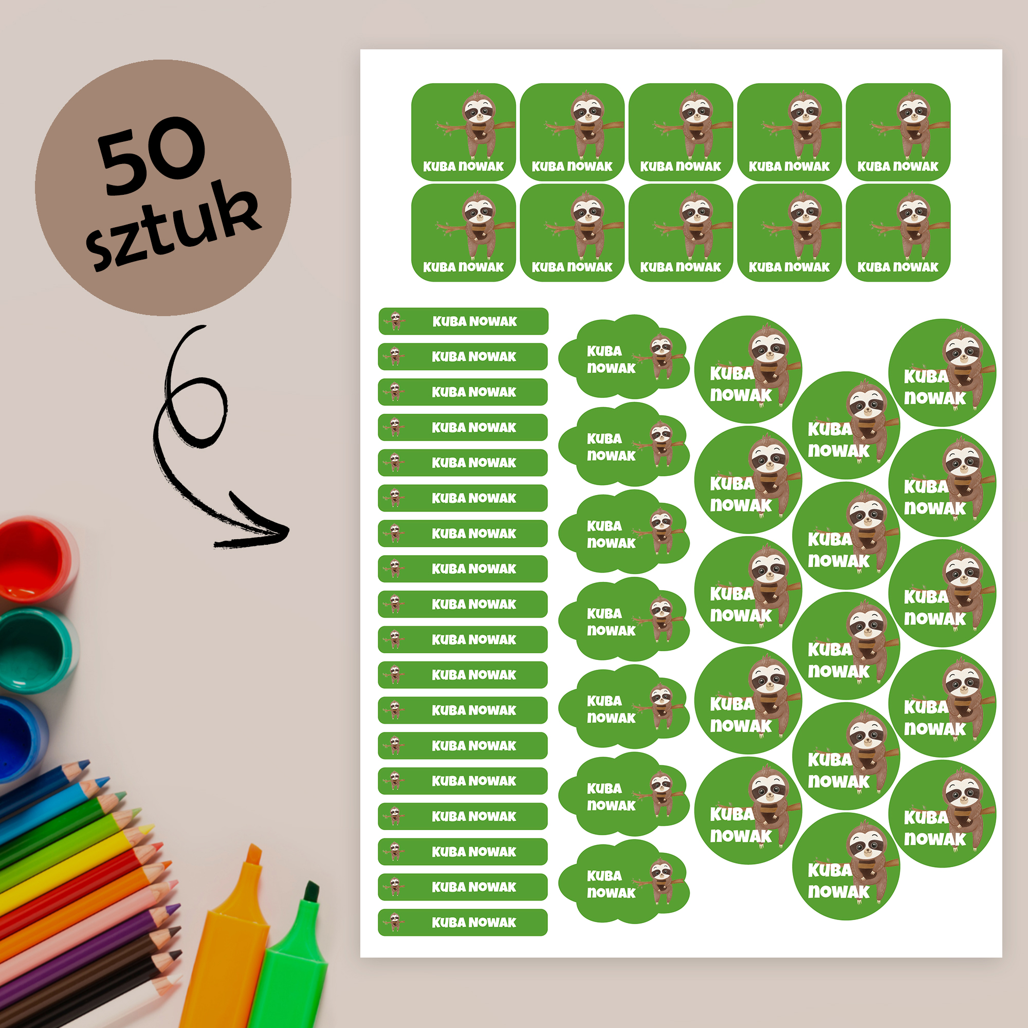 Naklejki imienne wodoodporne – zdjęcie 1