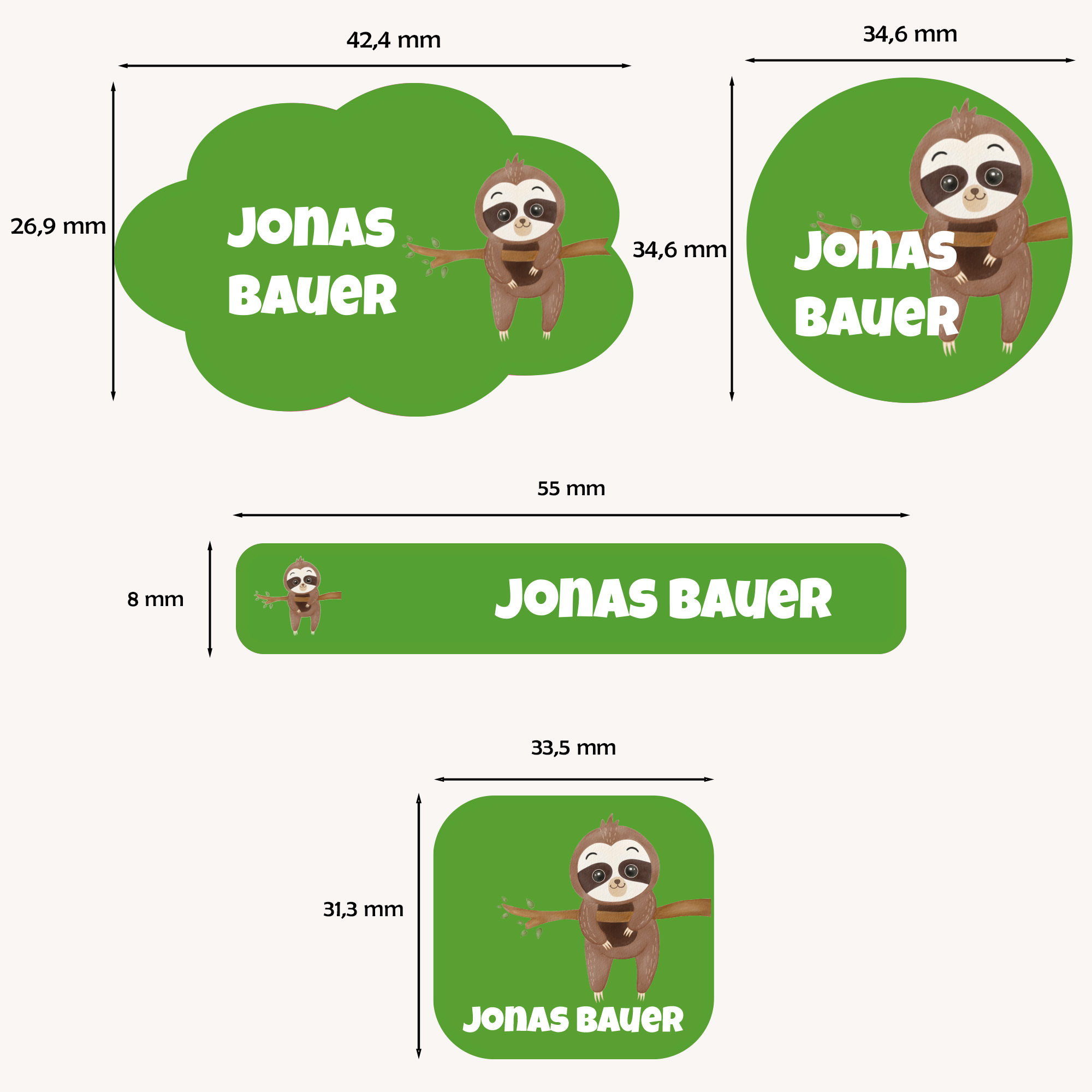 Naklejki imienne wodoodporne – zdjęcie 2