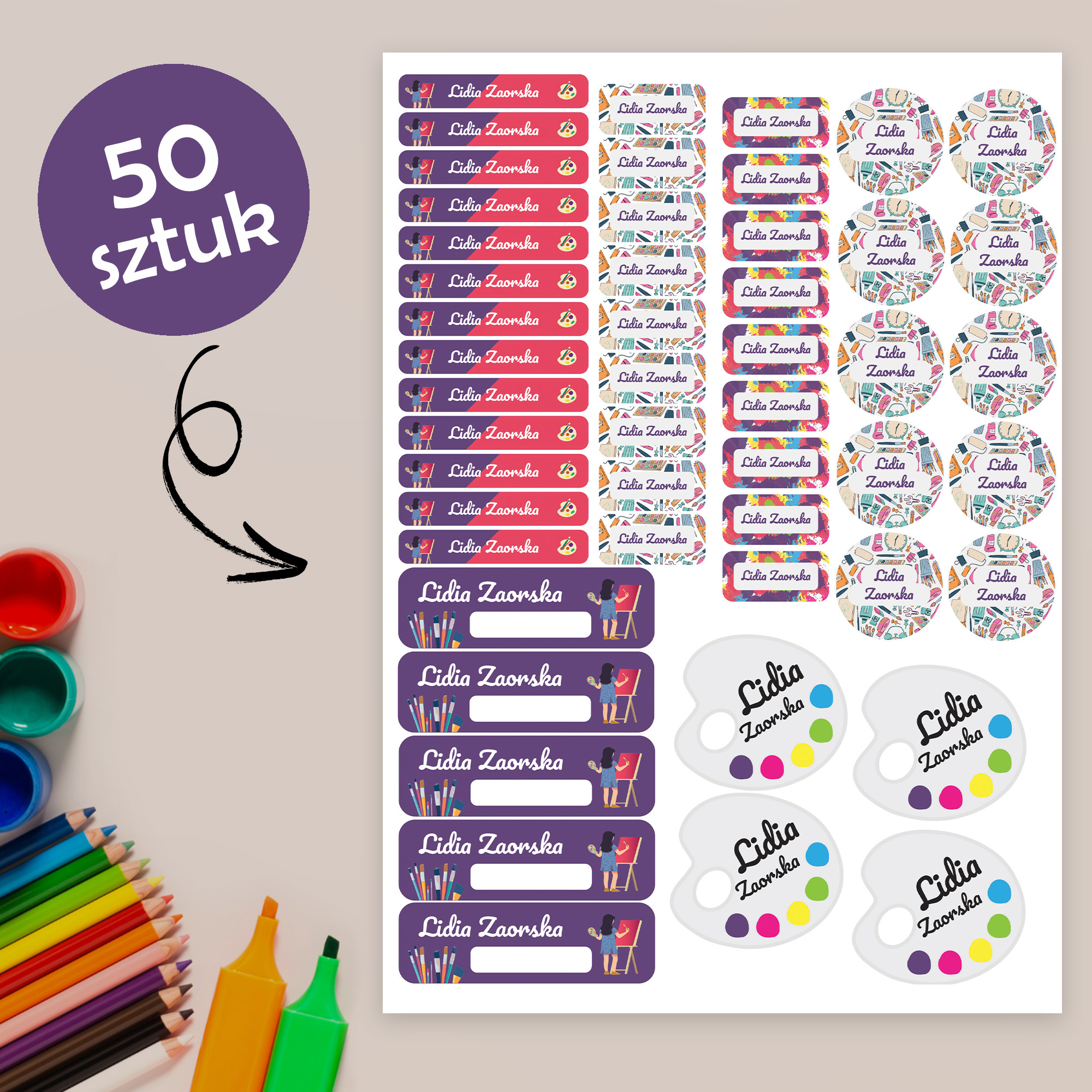 Naklejki imienne wodoodporne – zdjęcie 1