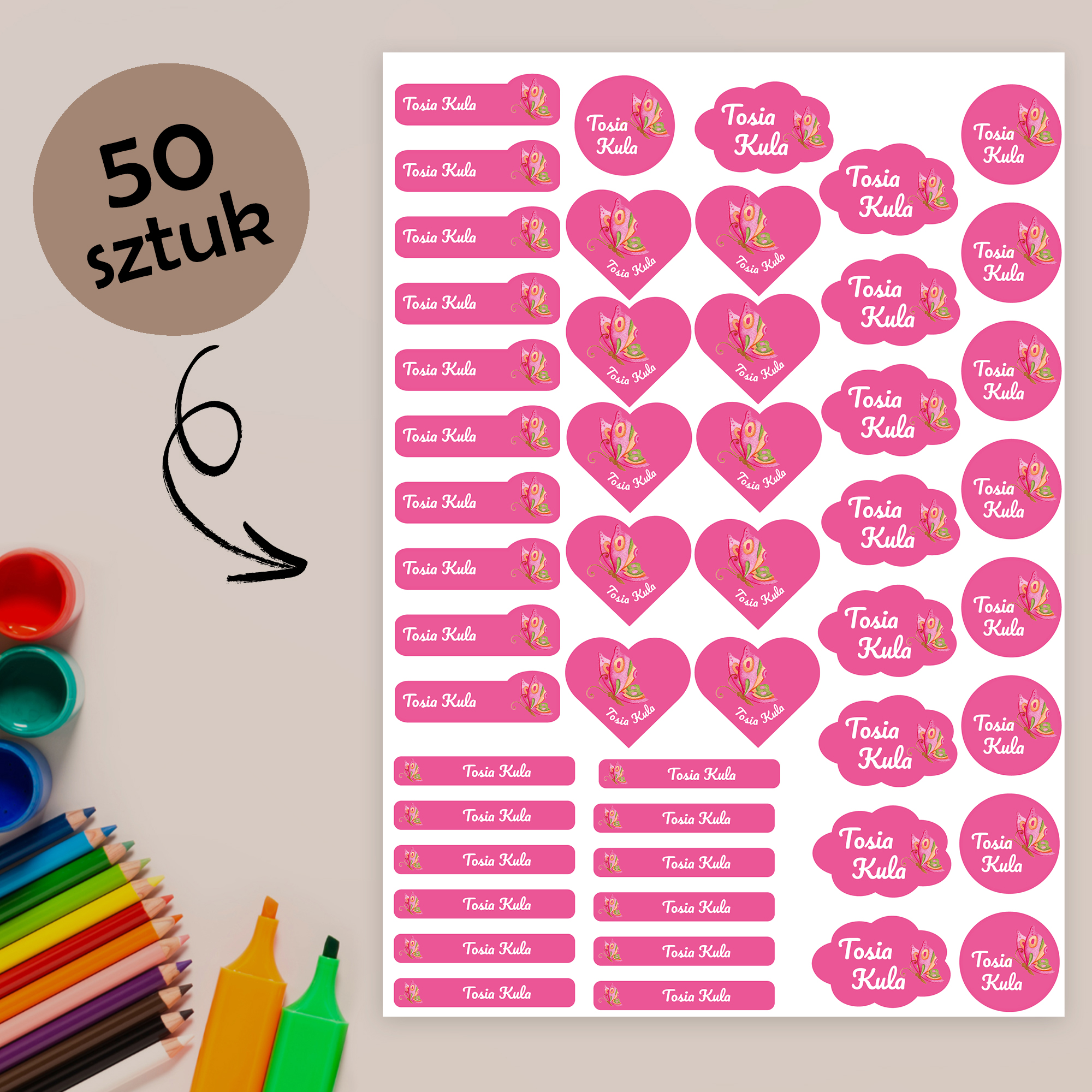 Naklejki imienne wodoodporne – zdjęcie 1
