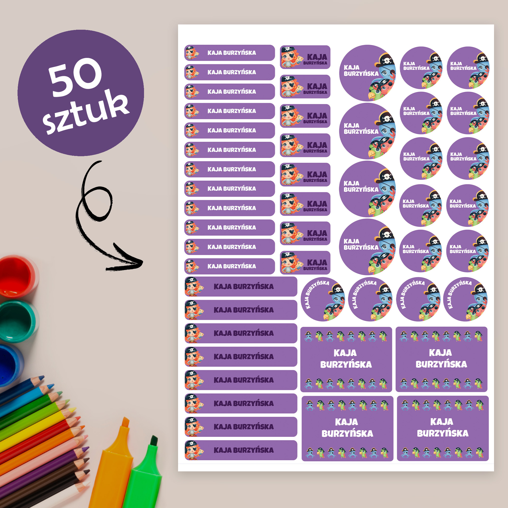 Naklejki imienne wodoodporne – zdjęcie 1