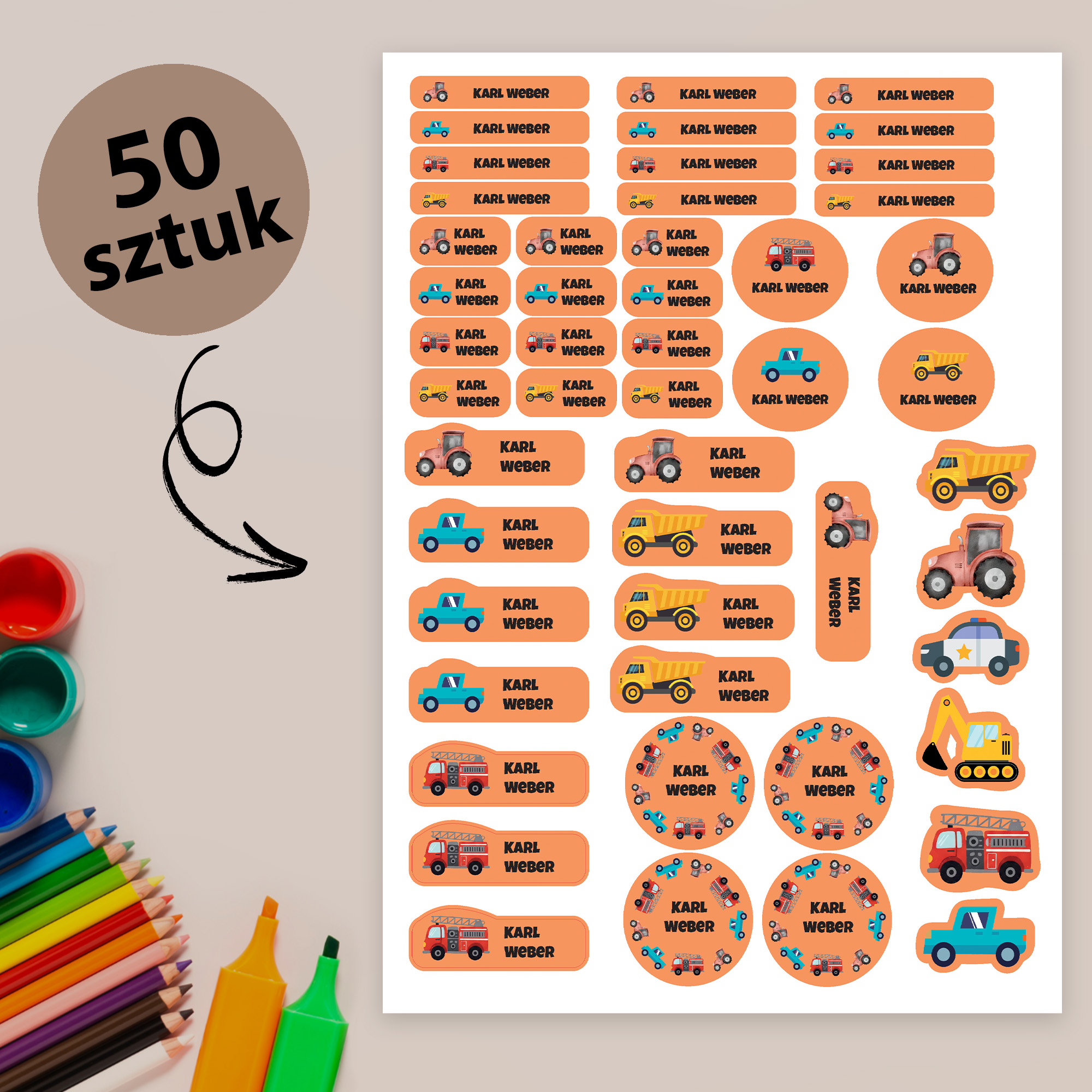 Naklejki imienne wodoodporne – zdjęcie 1