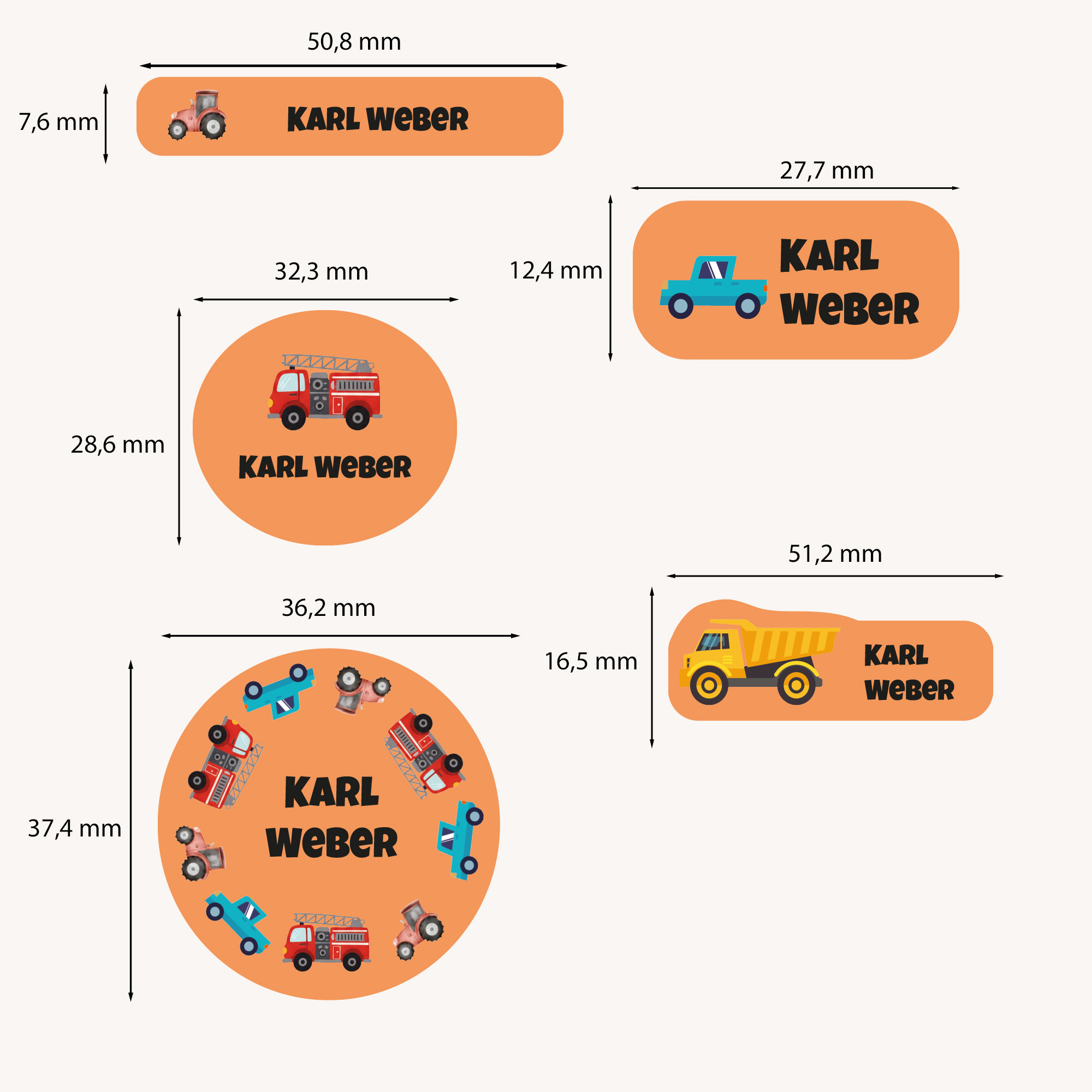 Naklejki imienne wodoodporne – zdjęcie 2