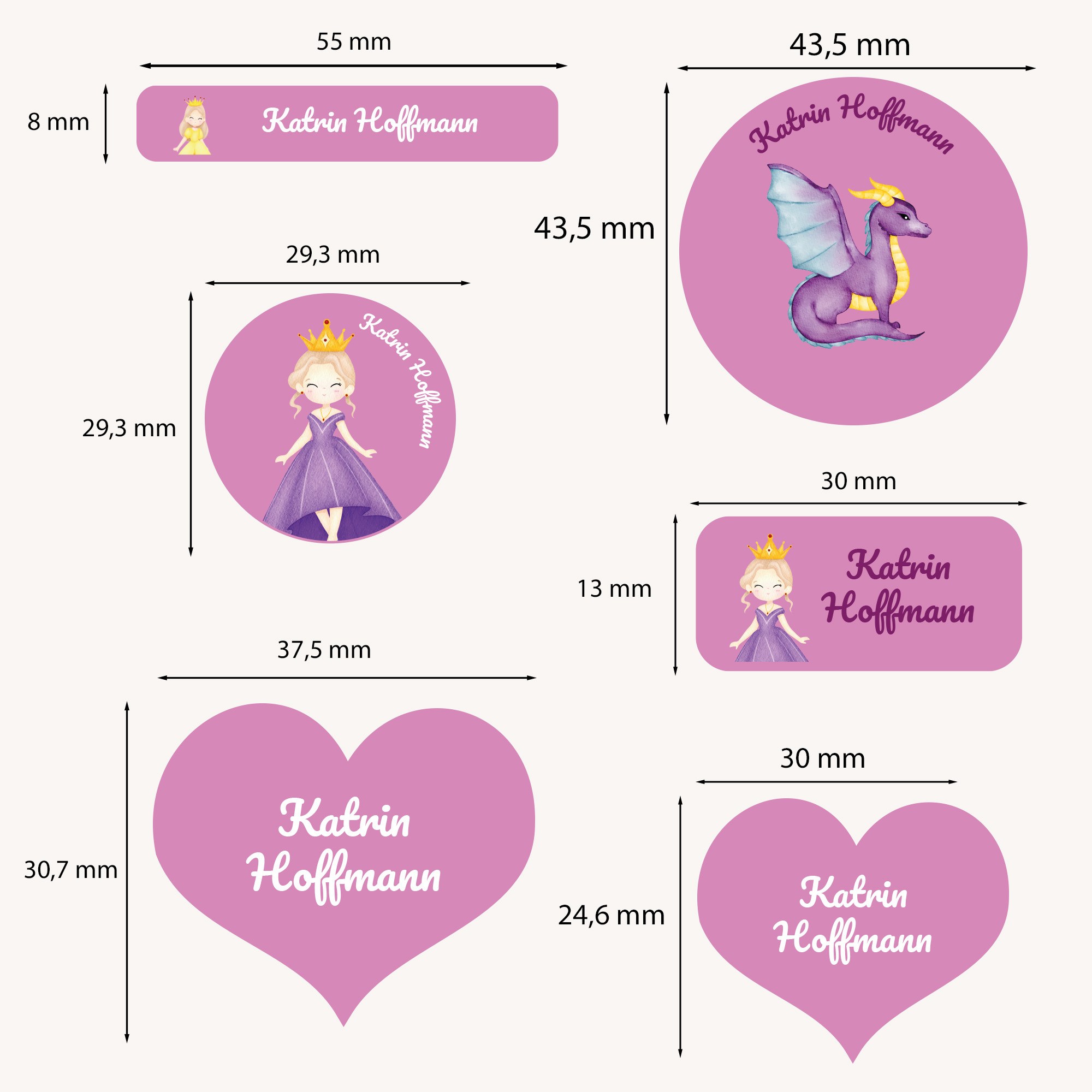 Naklejki imienne wodoodporne – zdjęcie 2