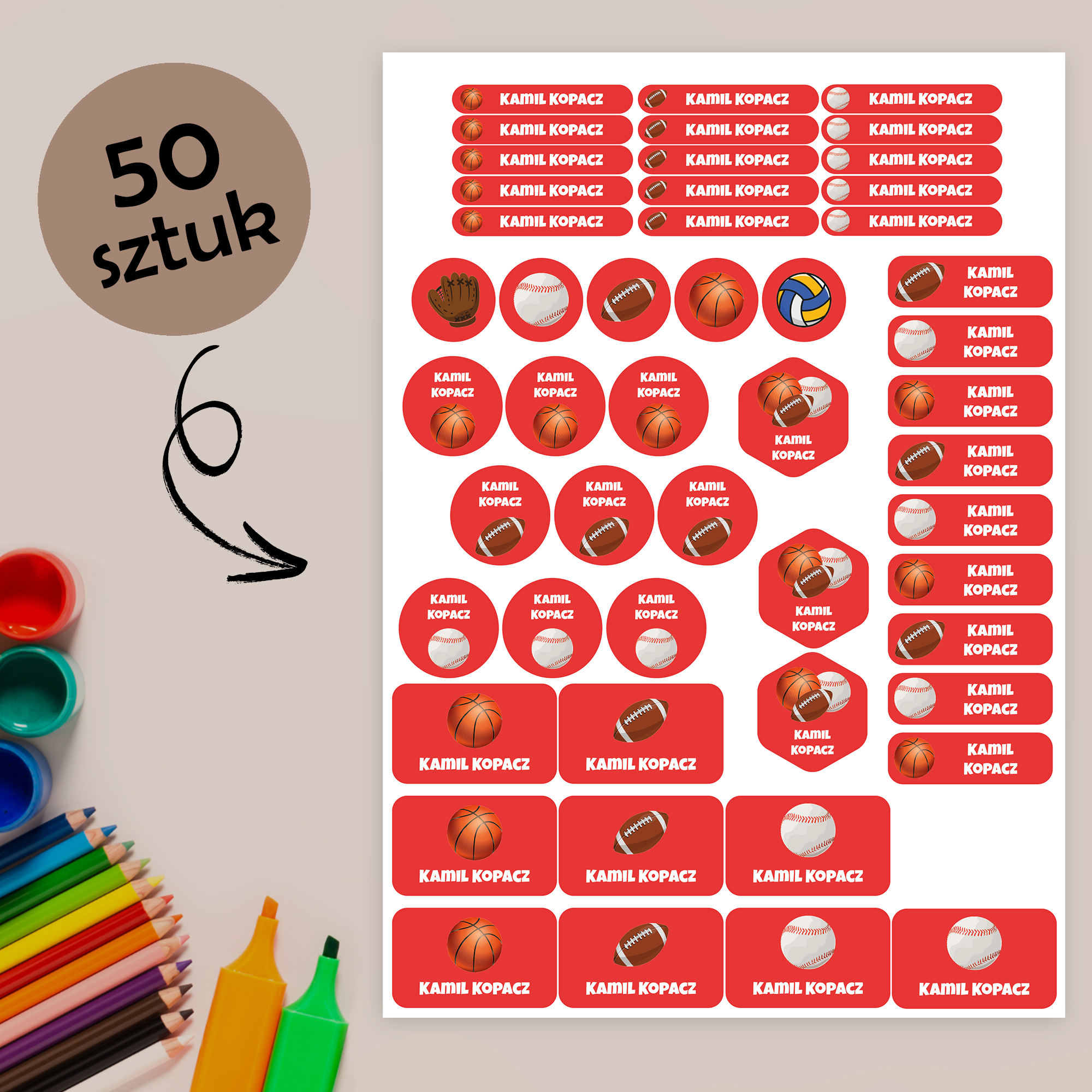 Naklejki imienne wodoodporne – zdjęcie 1