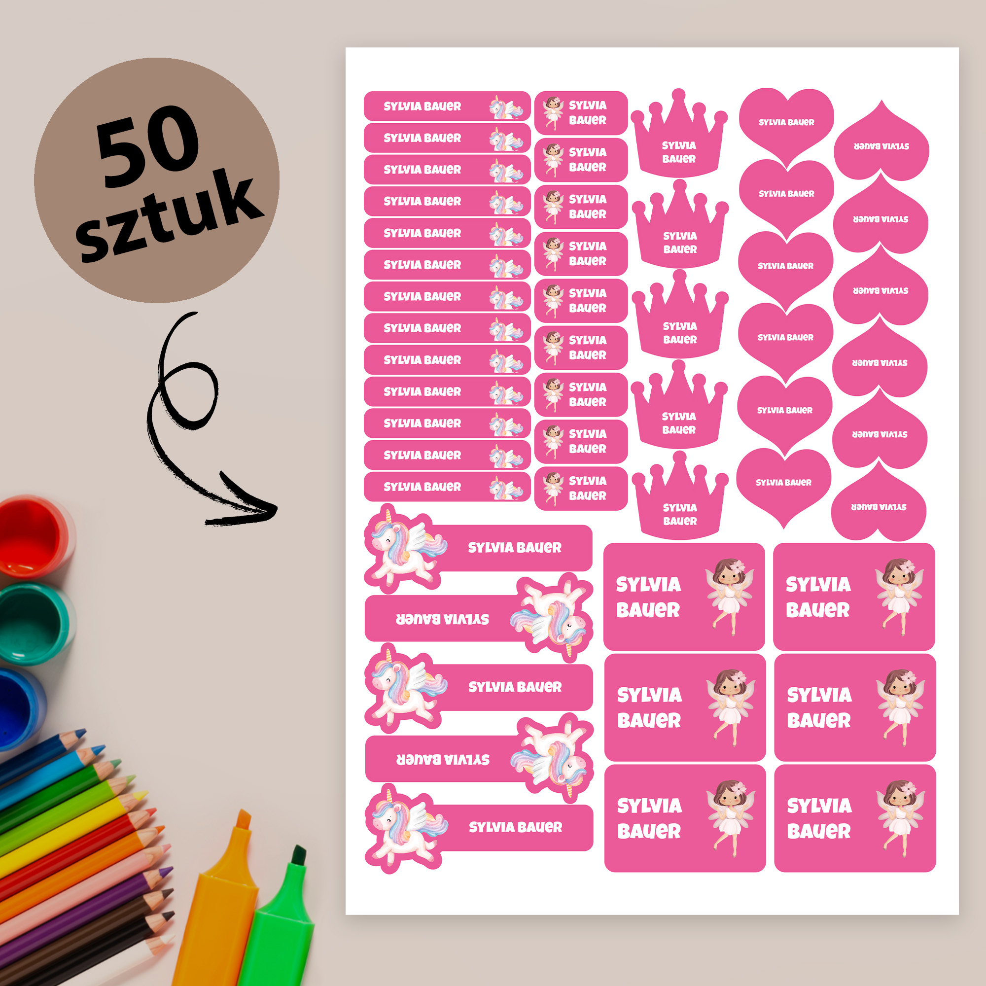 Naklejki imienne wodoodporne – zdjęcie 1