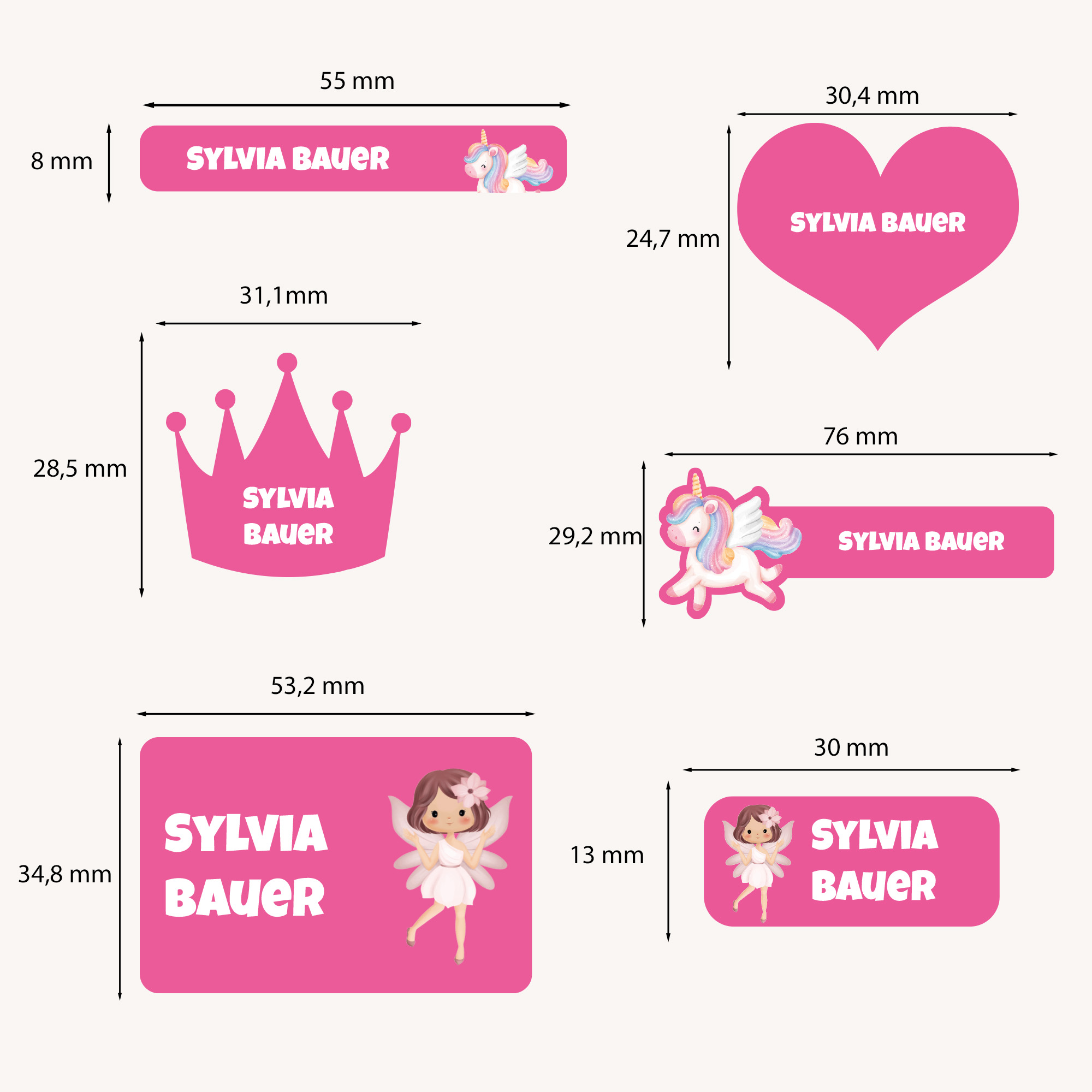 Naklejki imienne wodoodporne – zdjęcie 2