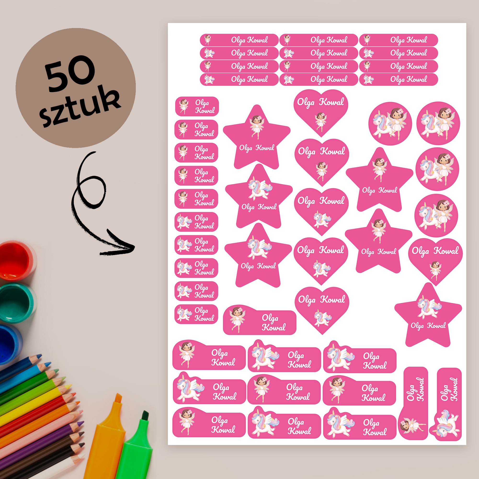 Naklejki imienne wodoodporne – zdjęcie 1