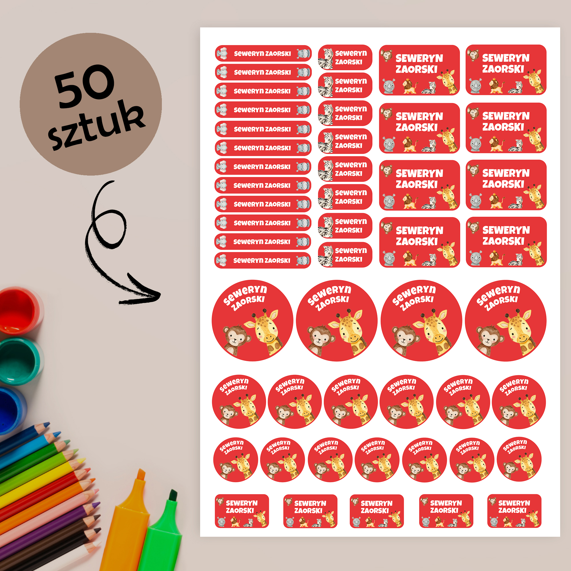 Naklejki imienne wodoodporne – zdjęcie 1