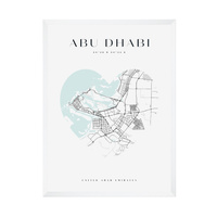 Plakat Mapa miasta Abu Dhabi serce 30X40 cm + ramka biała