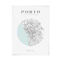 Plakat Mapa miasta Porto koło 40X50 cm + ramka biała