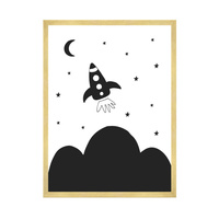 Plakat Dziecięce Rakieta 24X30 cm + ramka złota