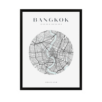 Plakat Mapa miasta Bangkok koło 30X40 cm + ramka czarna