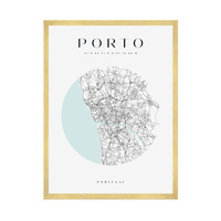 Plakat Mapa miasta Porto koło 40X50 cm + ramka złota