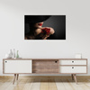 Obraz na płótnie Kobieta z Czerwoną Różą Czerwone Usta Elegancja 100x80 cm