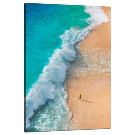 Obraz na płótnie Mężczyzna na Plaży Fale Woda Słońce 80x120 cm