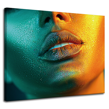 Obraz na płótnie Złota Twarz Krople Wody na Ciele 100x80 cm