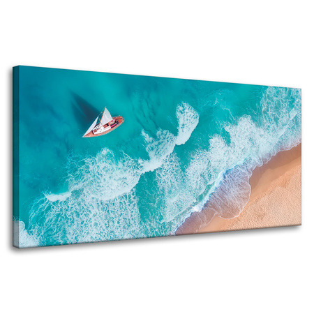 Obraz na płótnie Żaglówka Fale Piasek Brzeg 80x40 cm