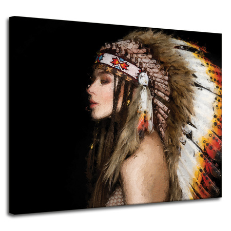 Obraz na płótnie Kobieta Indianka Sztuka Malarstwo 100x80 cm