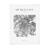 Plakat Mapa miasta Meksyk kwadrat 21X29,7 cm + ramka biała