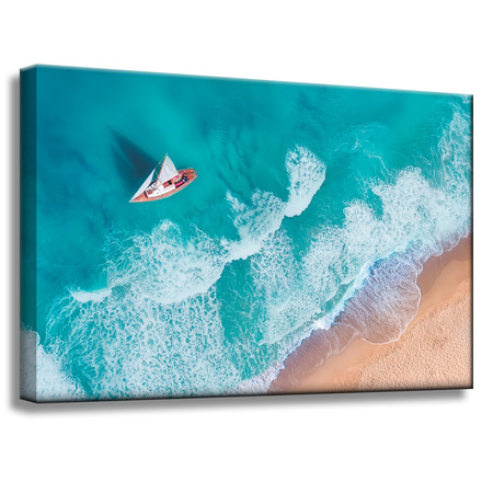 Obraz na płótnie Żaglówka Fale Piasek Brzeg 60x40 cm