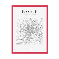 Plakat Mapa miasta Rzym kwadrat 40X50 cm + ramka amarant