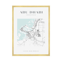 Plakat Mapa miasta Abu Dhabi kwadrat 40X50 cm + ramka złota
