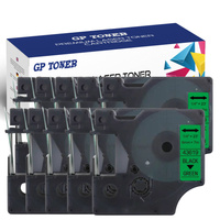 10x Taśma do DYMO D1 6mm 7m Zielono czarna GP-DY43619 x10