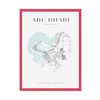Plakat Mapa miasta Abu Dhabi serce 24X30 cm + ramka amarant