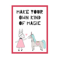 Plakat Dziecięcy Make your own kind of magic 24X30 cm + ramka amarant