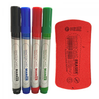 4 Markery + Gąbka do tablic suchościeralnych GP-MMZ04+MG001