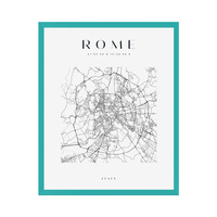 Plakat Mapa miasta Rzym kwadrat 21X29,7 cm + ramka turkusowe morze