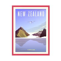 Plakat Państwa Nowa Zelandia 21X29,7 cm + ramka amarant