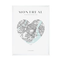 Plakat Mapa miasta Montreal serce 30X40 cm + ramka biała