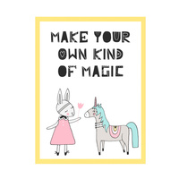 Plakat Dziecięcy Make your own kind of magic 24X30 cm + ramka żółta