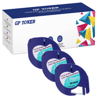 3x Taśma do Dymo LetraTag 59425 12mm x 4m Zielona Plastik - zamiennik GP-DY59425 x3