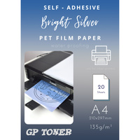 Samoprzylepny błyszczący srebrny papier PET A4 PAP-CSF099