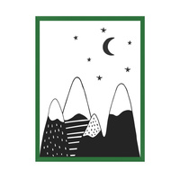 Plakat Dziecięce Góry księzyc 21X29,7 cm + ramka zielona