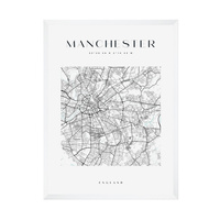 Plakat Mapa miasta Manchester kwadrat 50X70 cm + ramka biała