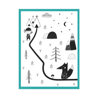 Plakat Dziecięce Lisek 21X29,7 cm + ramka turkusowe morze