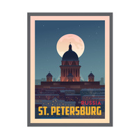 Plakat Miasta Petersburg 50X70 cm + ramka kamienna szarość