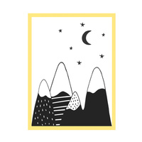 Plakat Dziecięce Góry księzyc 21X29,7 cm + ramka żółta