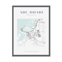 Plakat Mapa miasta Abu Dhabi kwadrat 50X70 cm + ramka kamienna szarość