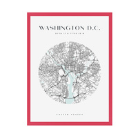 Plakat Mapa miasta Waszyngton koło 40X50 cm + ramka amarant