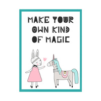 Plakat Dziecięcy Make your own kind of magic 24X30 cm + ramka turkusowe morze